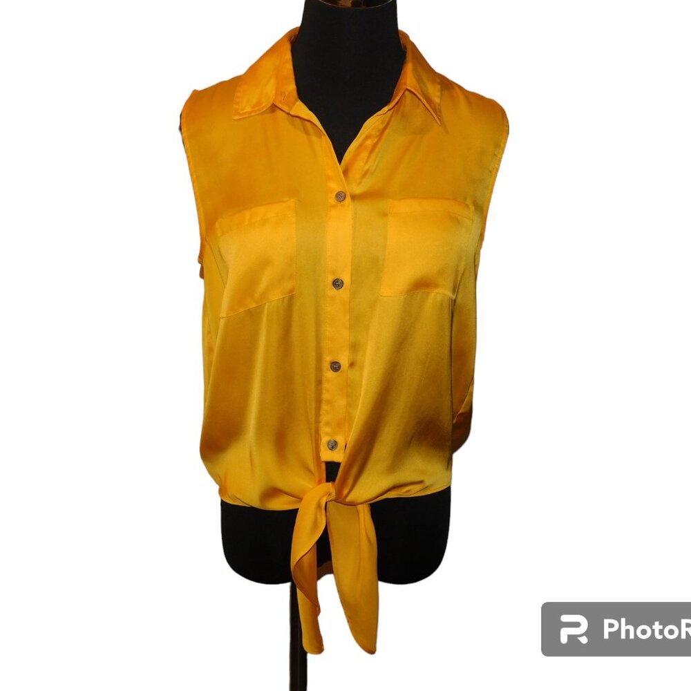 Vince Camuto Tie Front Button Down Sleeveless Top Size Small